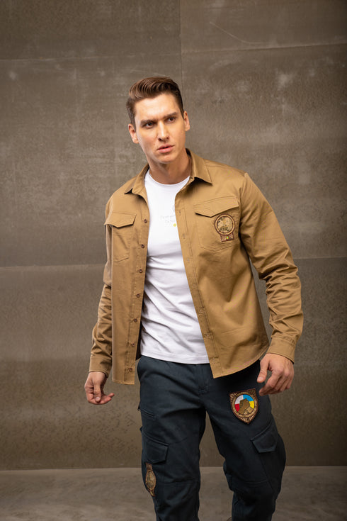 Stretch poplin shirt, coyote