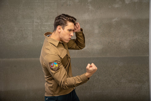 Stretch poplin shirt, coyote