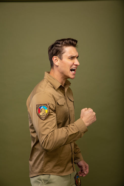 Stretch poplin shirt, coyote