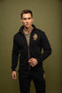 Plush cotton jacket with zip, black