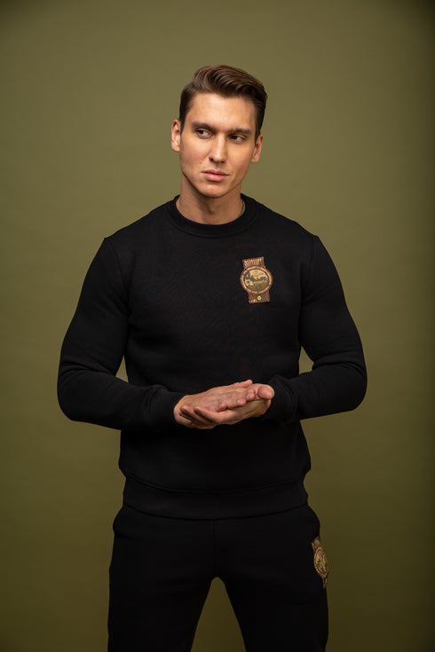 Plush cotton sweatshirt, black