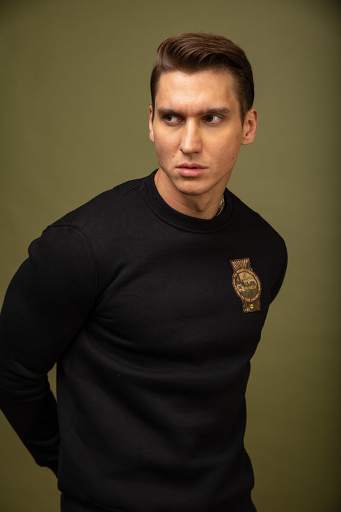 Plush cotton sweatshirt, black