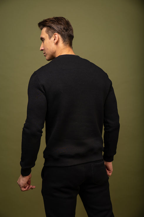 Plush cotton sweatshirt, black